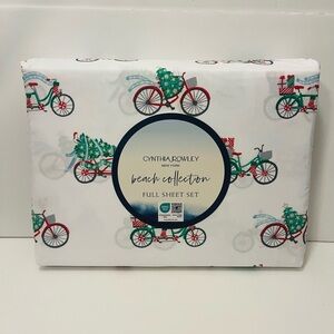 Cynthia Rowley Beach Collection Christmas Bikes Full Size Sheet Set Penguins